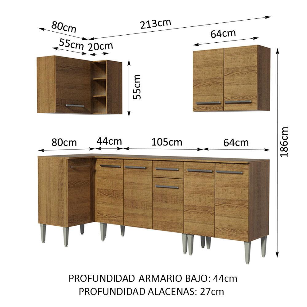 Foto 4 | Cocina Integral Esquinera Madesa GCEM2930015Z color Marrón 5 Piezas