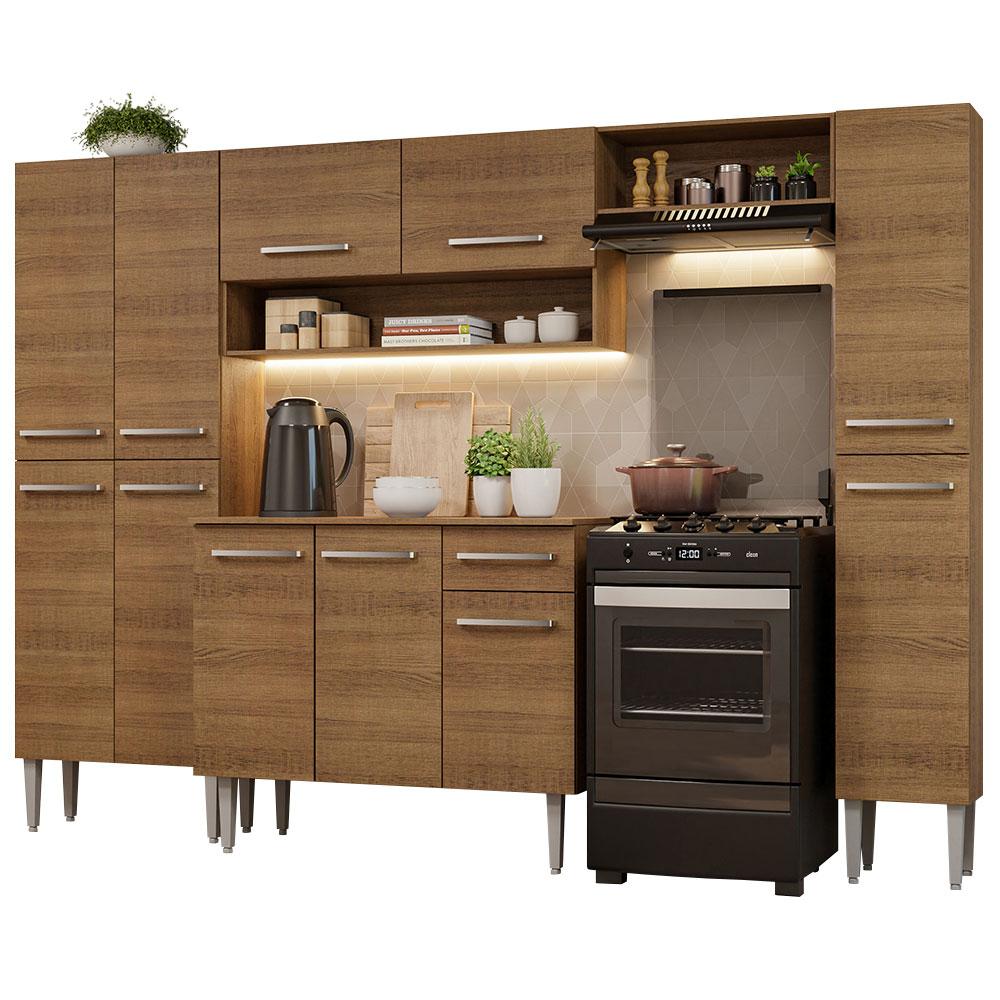 Cocina Integral Madesa Emilly Hit 261 cm Marrón