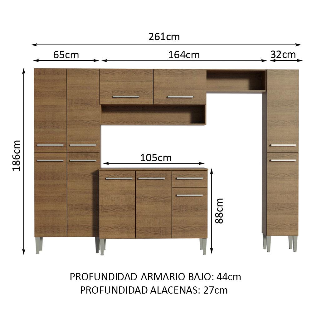 Foto 4 pulgar | Cocina Integral Madesa Emilly Hit 261 cm Marrón