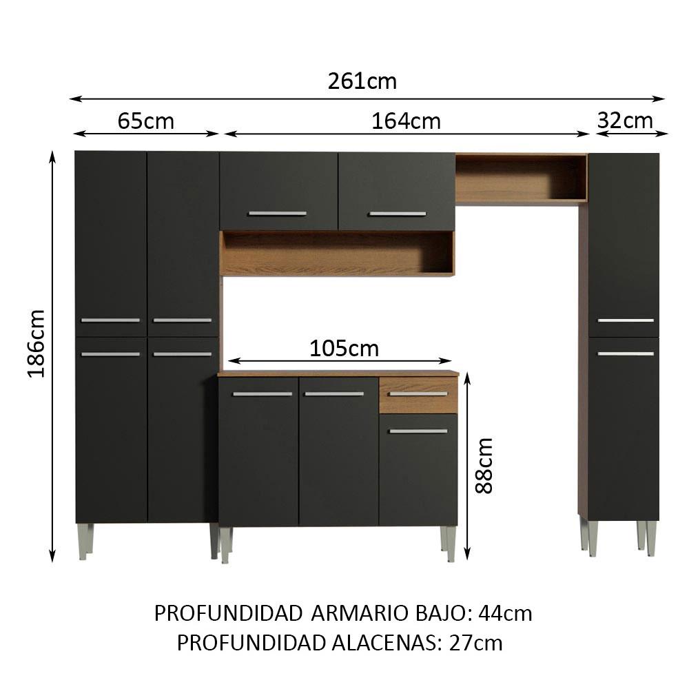 Foto 3 | Armario de Cocina Madesa GREM2610017K color Negro 4 Piezas