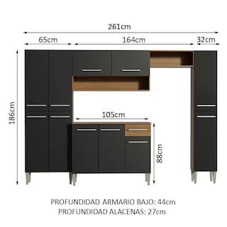 Foto 3 | Armario de Cocina Madesa GREM2610017K color Negro 4 Piezas