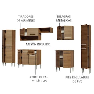 Foto 4 | Armario de Cocina Madesa GREM3250015Z color Marrón 6 Piezas