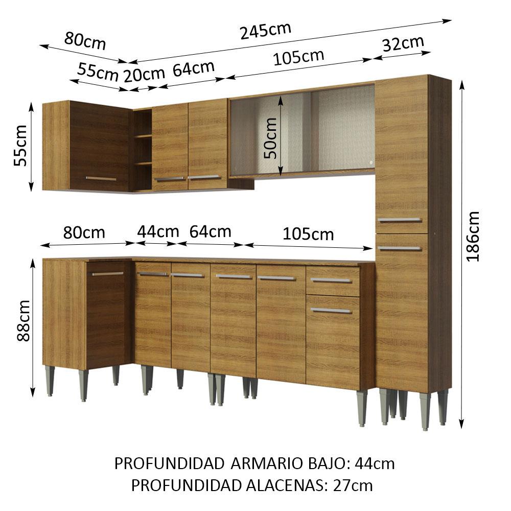 Foto 3 | Armario Esquinero de Cocina Madesa Marrón 7 Piezas