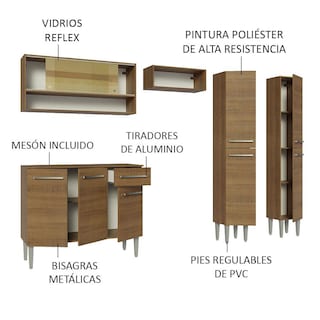 Foto 4 | Armario de Cocina Madesa GREM2290045Z color Marrón 5 Piezas