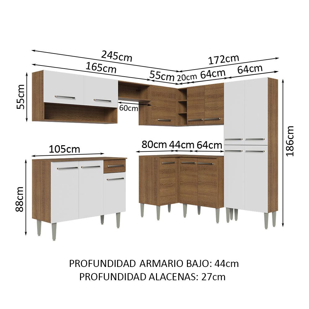 Foto 4 pulgar | Cocina Integral Madesa Blanca de 417 Cm