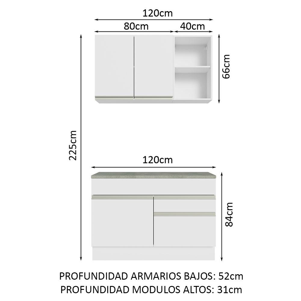 Foto 4 pulgar | Cocina Integral Compacta Madesa 08 Glamy Blanco 120 cm