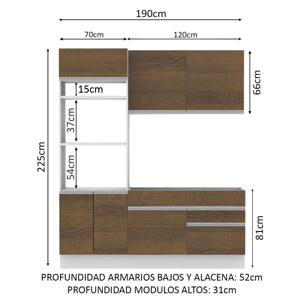 Foto 4 pulgar | Cocina Integral Compacta Madesa Lívia 6 Puertas 2 Cajones Sin Encimera Ni Fregadero Blanco/Marrón