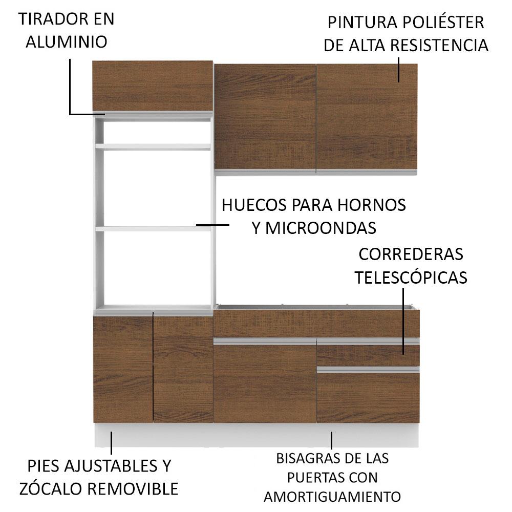 Foto 5 pulgar | Cocina Integral Compacta Madesa Lívia 6 Puertas 2 Cajones Sin Encimera Ni Fregadero Blanco/Marrón