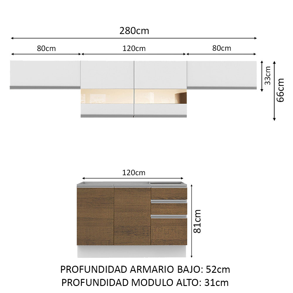 Foto 3 pulgar | Cocina Integral Madesa GRGL2800019B09 Marrón de 280 cm