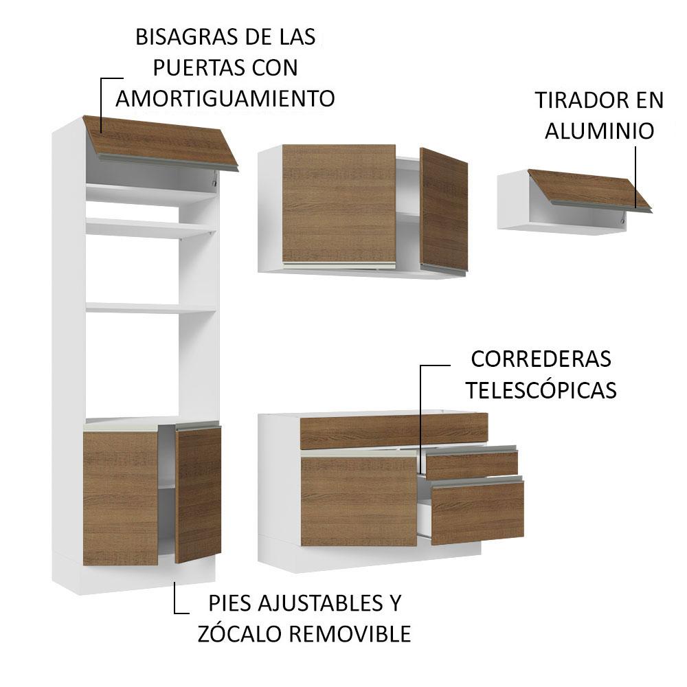 Foto 6 | Cocina Integral Completa Madesa 15 Glamy Blanco/Marrón 270 cm