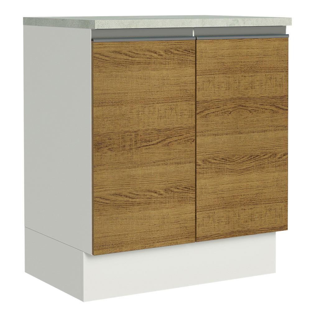 Foto 1 | Mostrador de Cocina Madesa G247009BGL color Blanco y Marrón Glamy 70 CM 2 Puertas