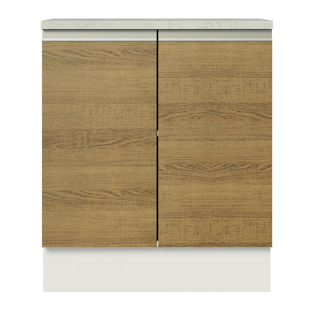 Foto 3 pulgar | Mostrador de Cocina Madesa G247009BGL color Blanco y Marrón Glamy 70 CM 2 Puertas