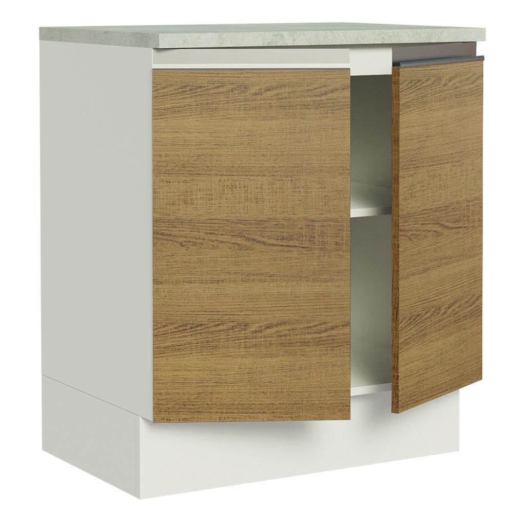 Foto 5 pulgar | Mostrador de Cocina Madesa G247009BGL color Blanco y Marrón Glamy 70 CM 2 Puertas