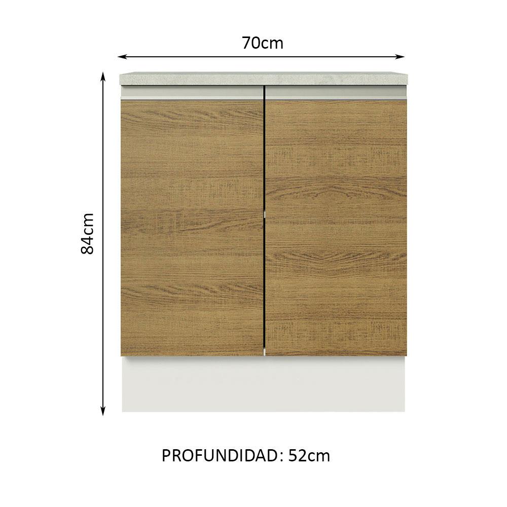 Foto 6 pulgar | Mostrador de Cocina Madesa G247009BGL color Blanco y Marrón Glamy 70 CM 2 Puertas