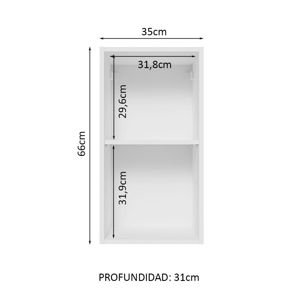 Foto 5 pulgar | Armario Aéreo Madesa Glamy 35 CM 1 Puerta Blanco