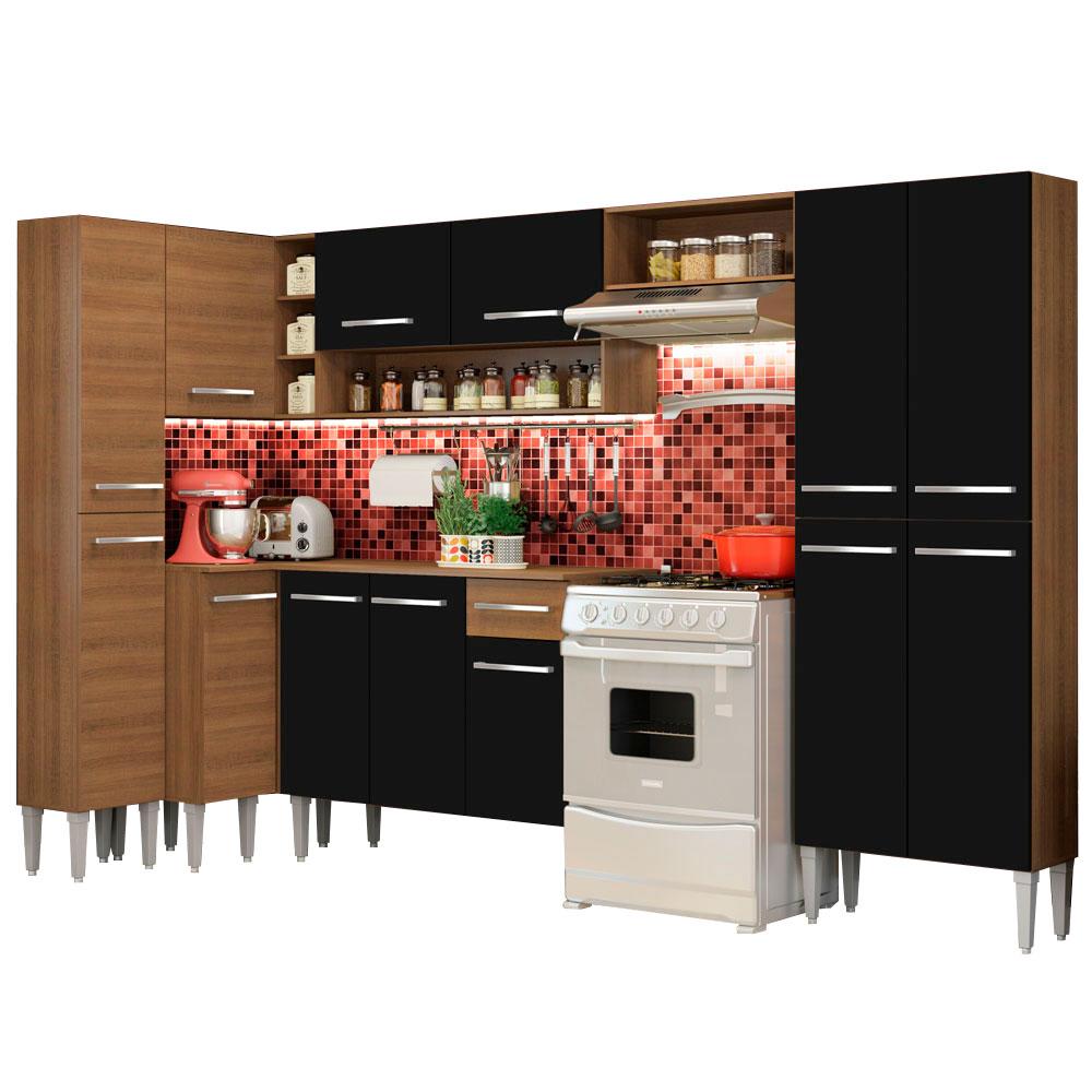 Cocina Integral Completa Madesa 01 Emilly Love Marrón/Negro 385 cm