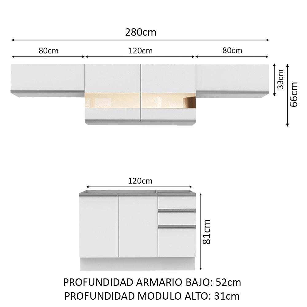 Foto 3 | Cocina Integral Madesa GRGL28000109 Blanca 4 Piezas