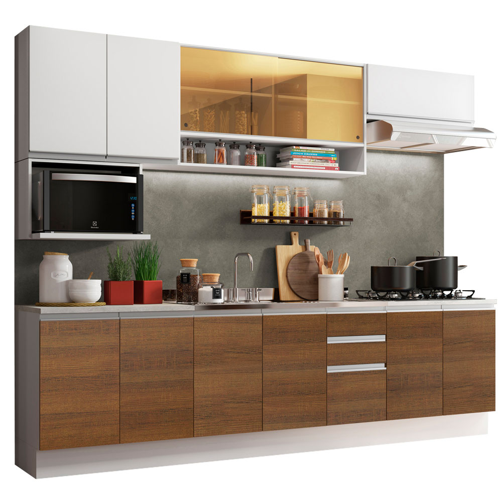 Cocina Integral Completa 280 cm Madesa 04 Genova Marrón/Blanco