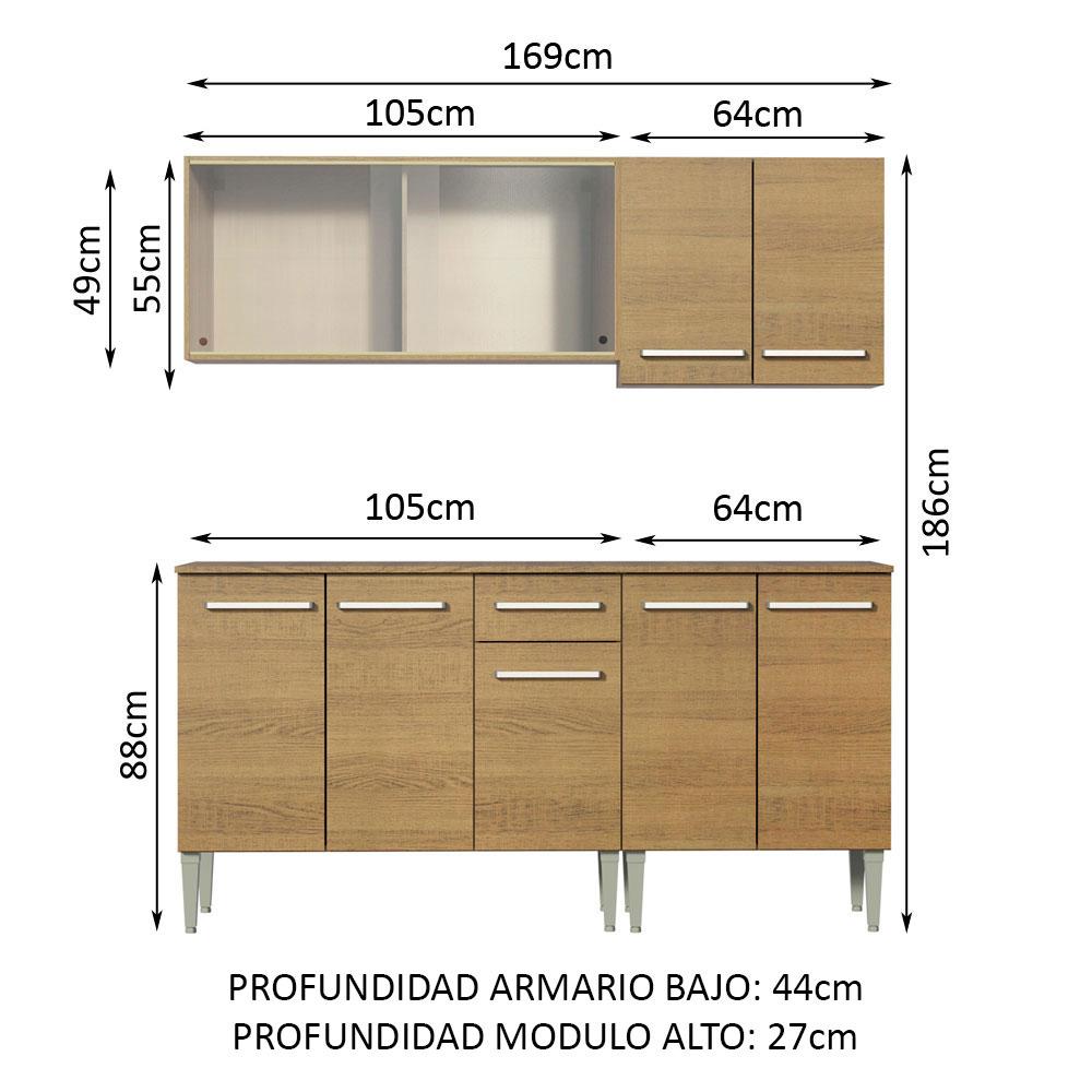 Foto 4 pulgar | Armario de Cocina Madesa GREM1690035Z color Marrón 4 Piezas