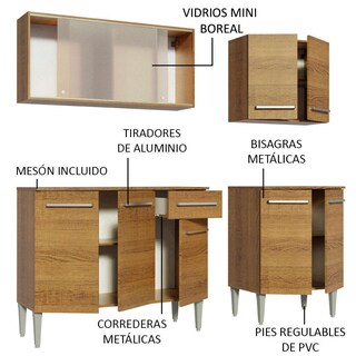 Foto 4 | Armario de Cocina Madesa GREM1690035Z color Marrón 4 Piezas