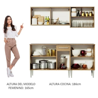 Foto 5 | Armario de Cocina Madesa GREM1690035Z color Marrón 4 Piezas