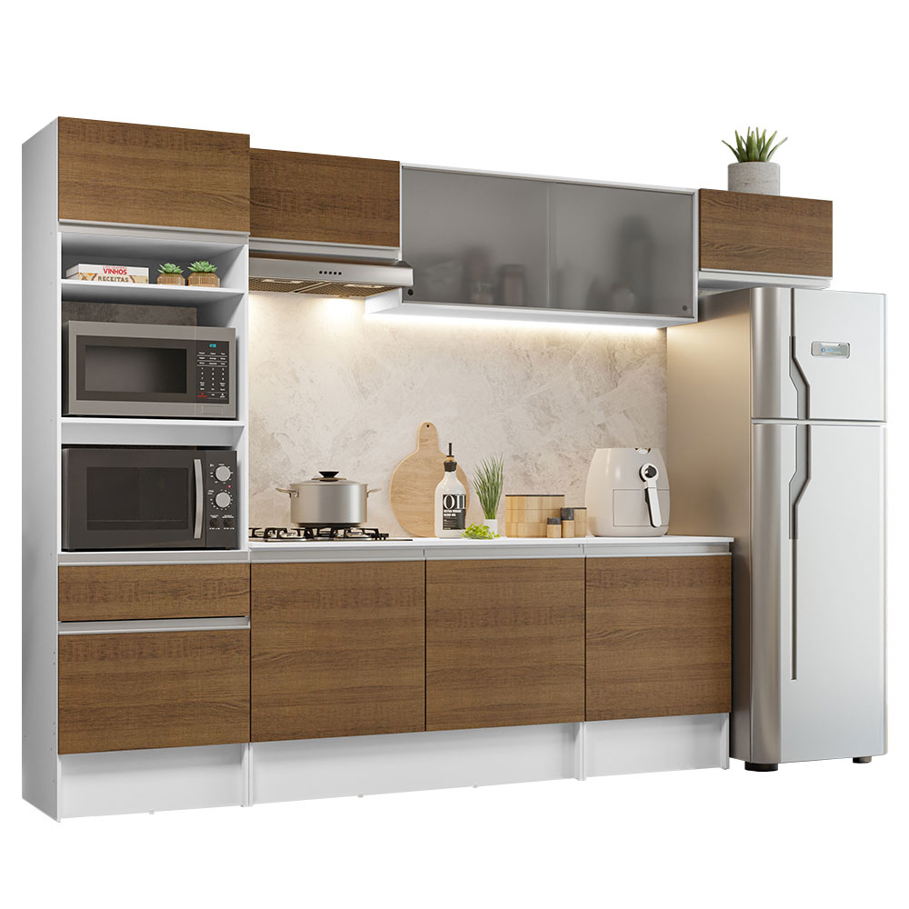 Cocina Integral Completa Madesa Topazio 01 Blanco/Marrón 300 cm