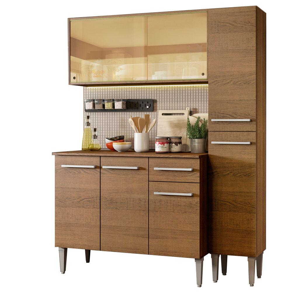 Cocina Integral Compacta Madesa 03 Emilly Oro Marrón 137 cm