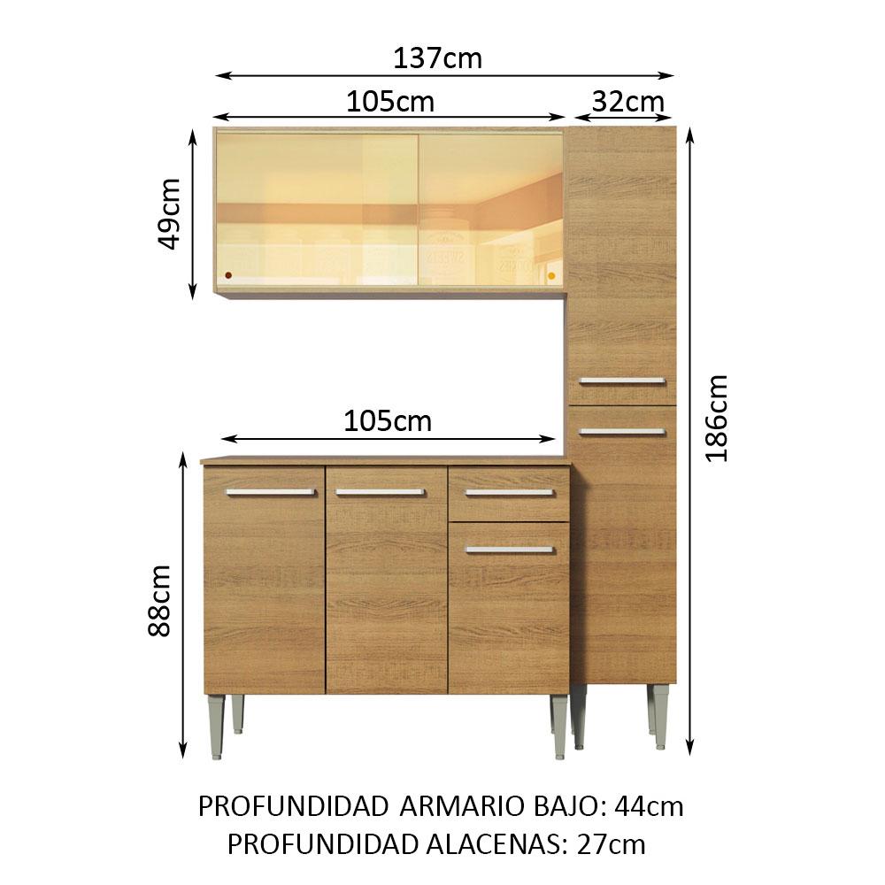 Foto 4 pulgar | Cocina Integral Compacta Madesa 03 Emilly Oro Marrón 137 cm