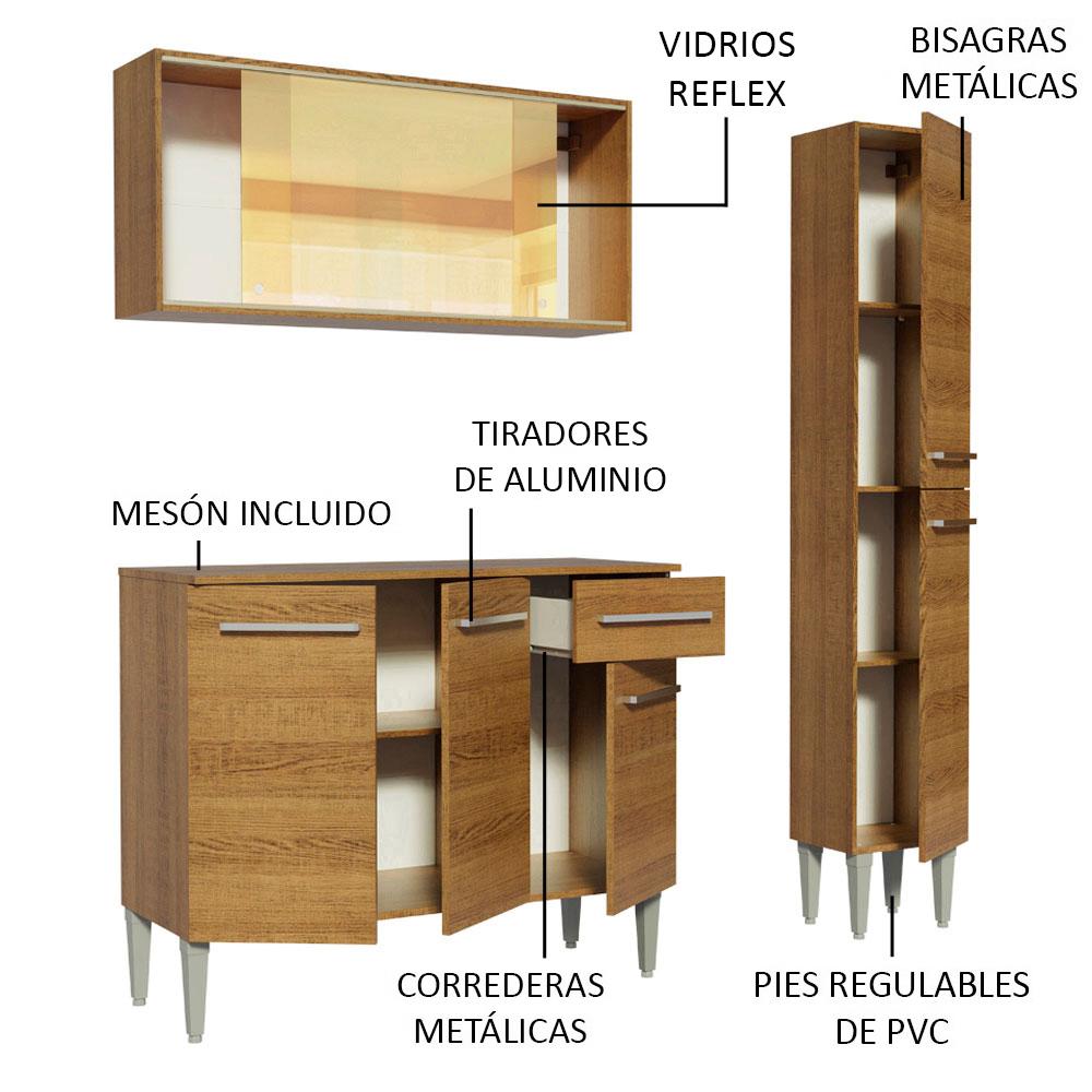 Foto 6 pulgar | Cocina Integral Compacta Madesa 03 Emilly Oro Marrón 137 cm