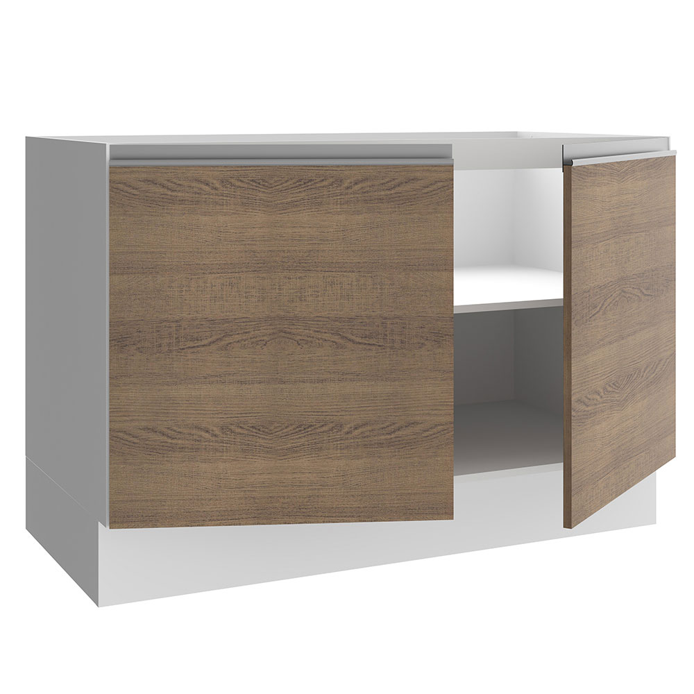 Foto 5 pulgar | Mueble Fregadero Madesa G241209BGL color Blanco y Marrón Glamy 120 CM 2 Puertas sin Encimera y Fregadero