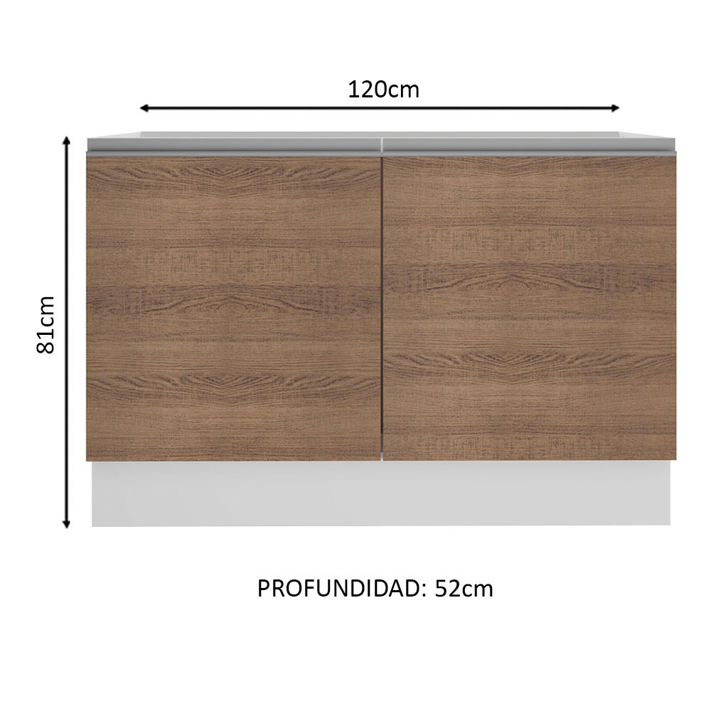 Foto 5 | Mueble Fregadero Madesa G241209BGL color Blanco y Marrón Glamy 120 CM 2 Puertas sin Encimera y Fregadero