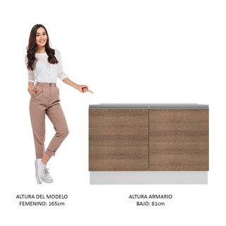 Foto 6 | Mueble Fregadero Madesa G241209BGL color Blanco y Marrón Glamy 120 CM 2 Puertas sin Encimera y Fregadero