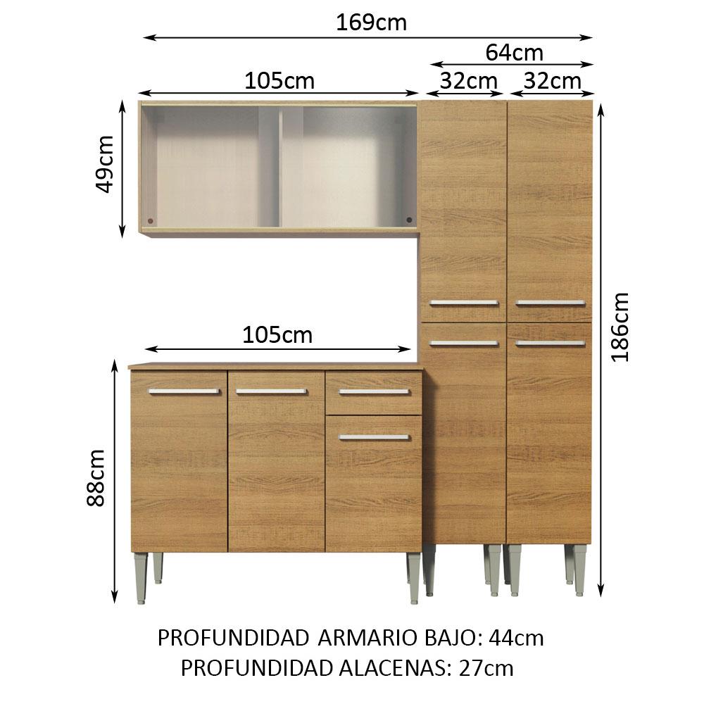 Foto 4 pulgar | Cocina Integral Completa Madesa 05 Emilly Fly Marrón 169 cm