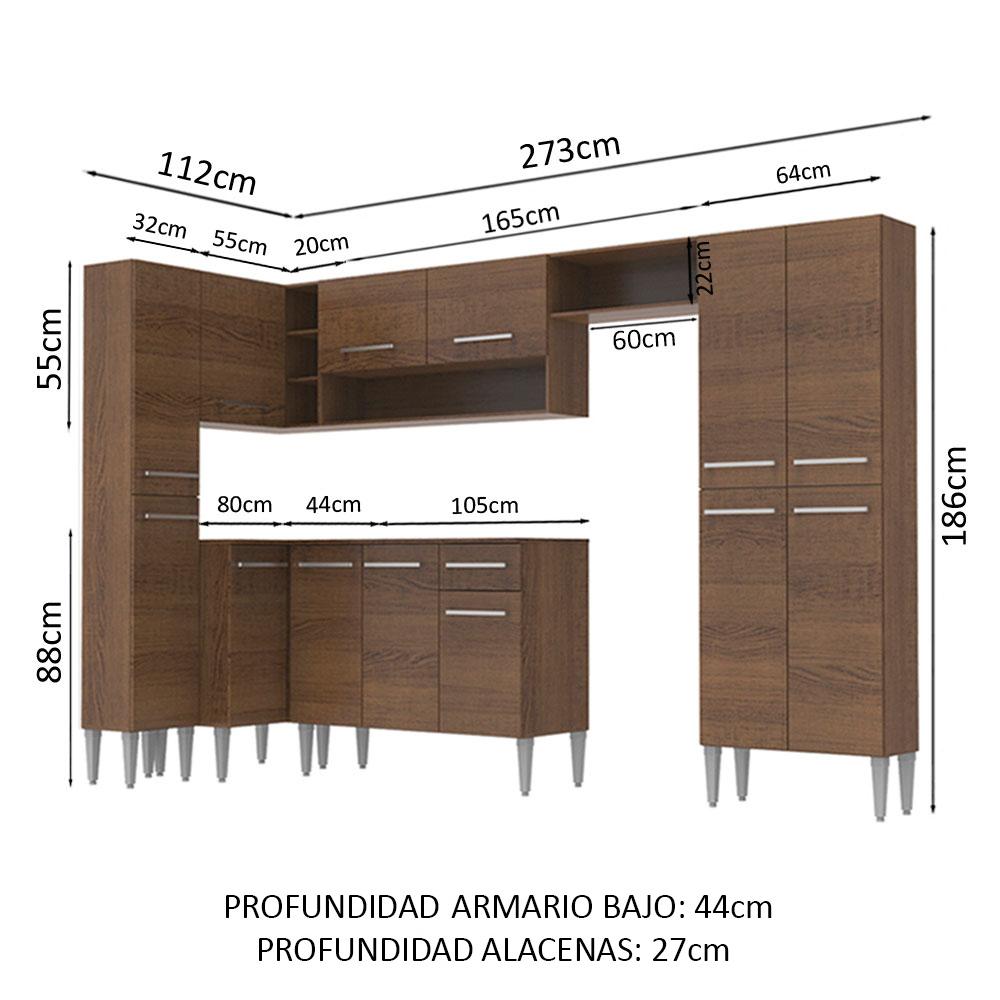 Foto 4 pulgar | Cocina Integral Completa Emilly Love Madesa 01 Marrón 385 cm