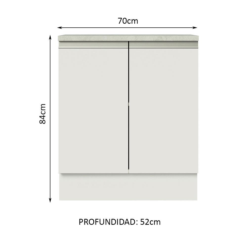 Foto 6 pulgar | Mostrador de Cocina Madesa G2470009GL color Blanco Glamy 70 CM 2 Puertas