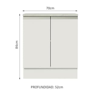 Foto 5 | Mostrador de Cocina Madesa G2470009GL color Blanco Glamy 70 CM 2 Puertas