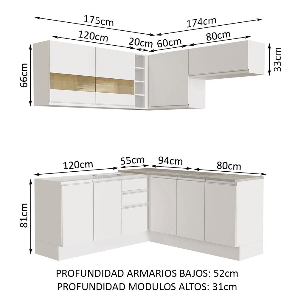 Foto 4 pulgar | Armario Esquinero Completo Madesa 349cm Glamy 01 color Blanco