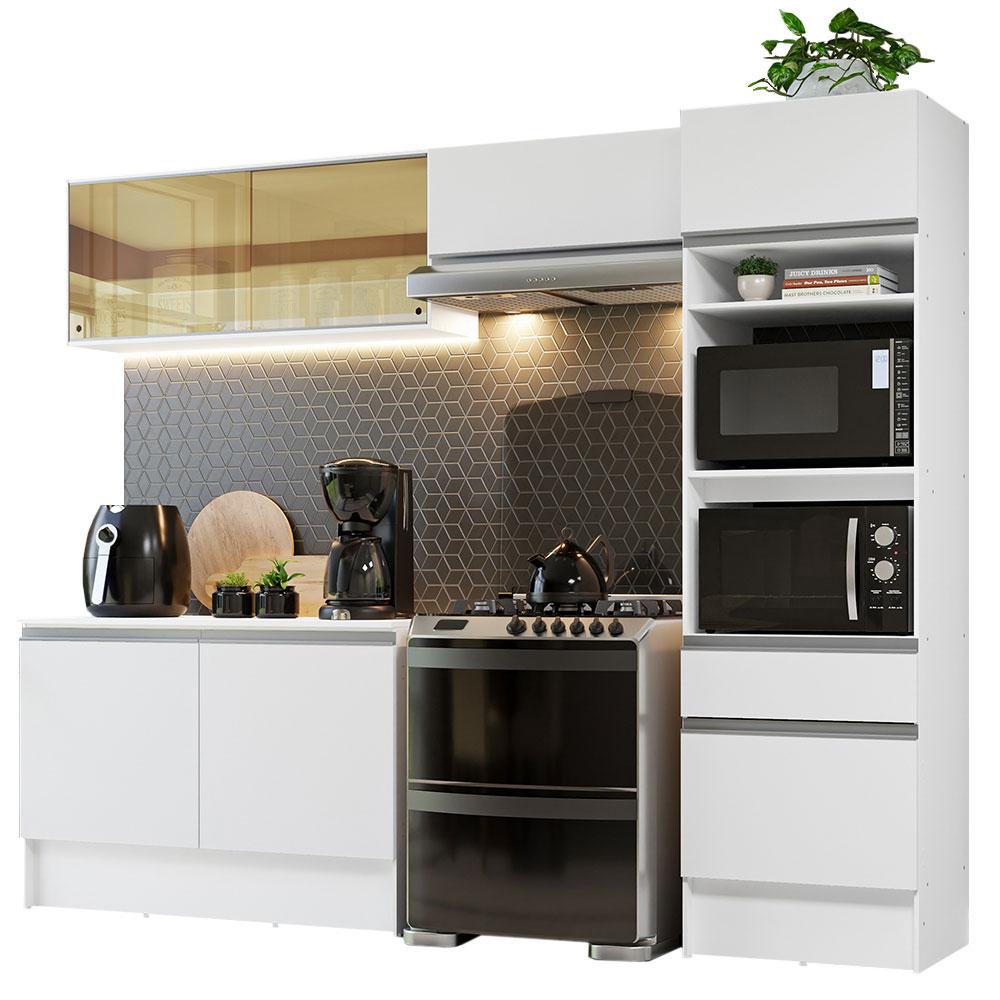 Armario De Cocina Completo Madesa Diamante 260cm Diamante 02 color Blanco