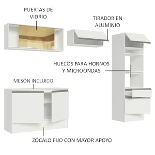 Foto 4 | Armario De Cocina Completo Madesa Diamante 260cm Diamante 02 color Blanco