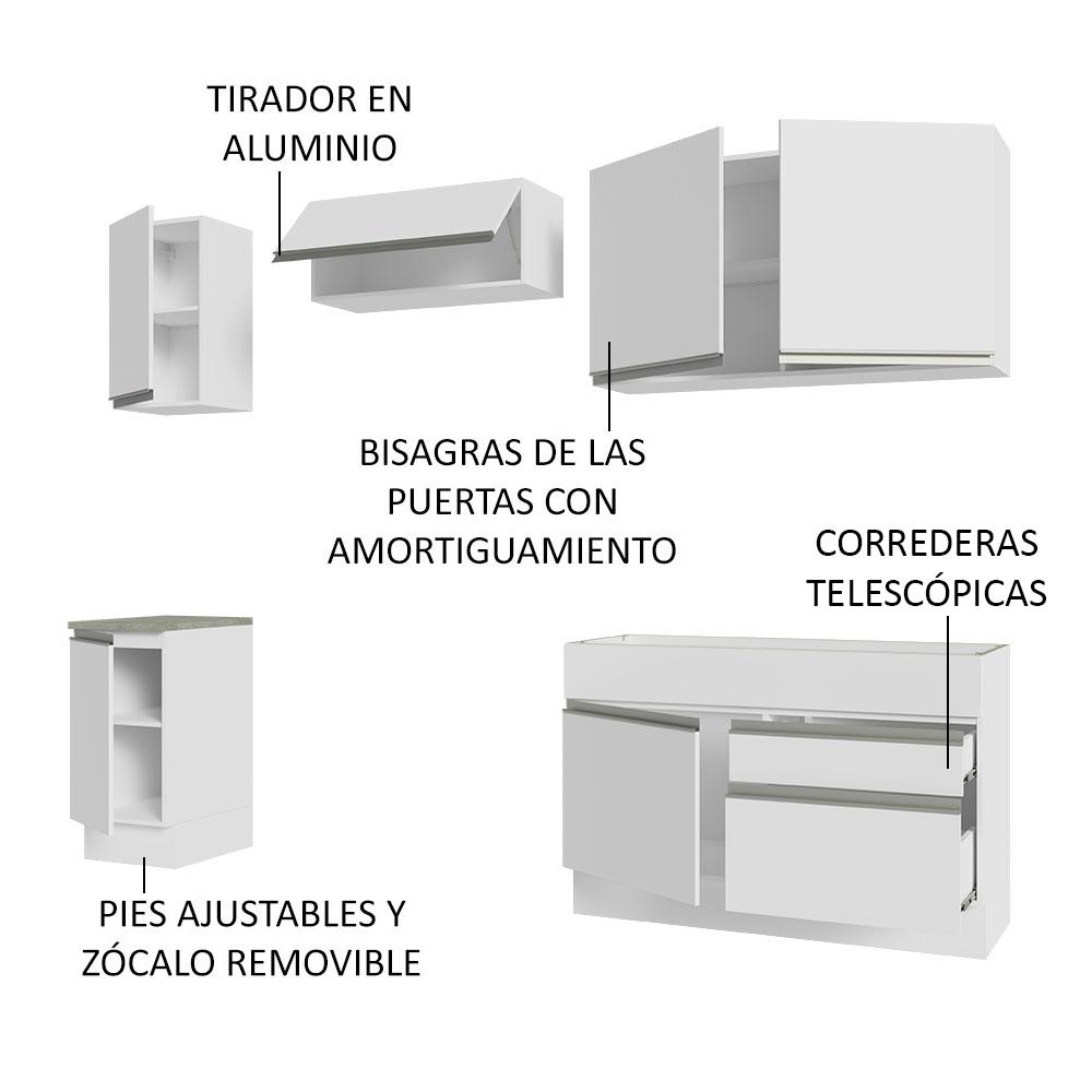 Foto 5 pulgar | Cocina Completa Madesa 240 cm Glamy Blanco