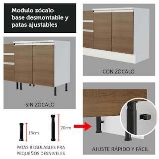 Foto 8 | Mostrador Madesa Glamy Blanco/Marrón 80 cm 2 Cajones