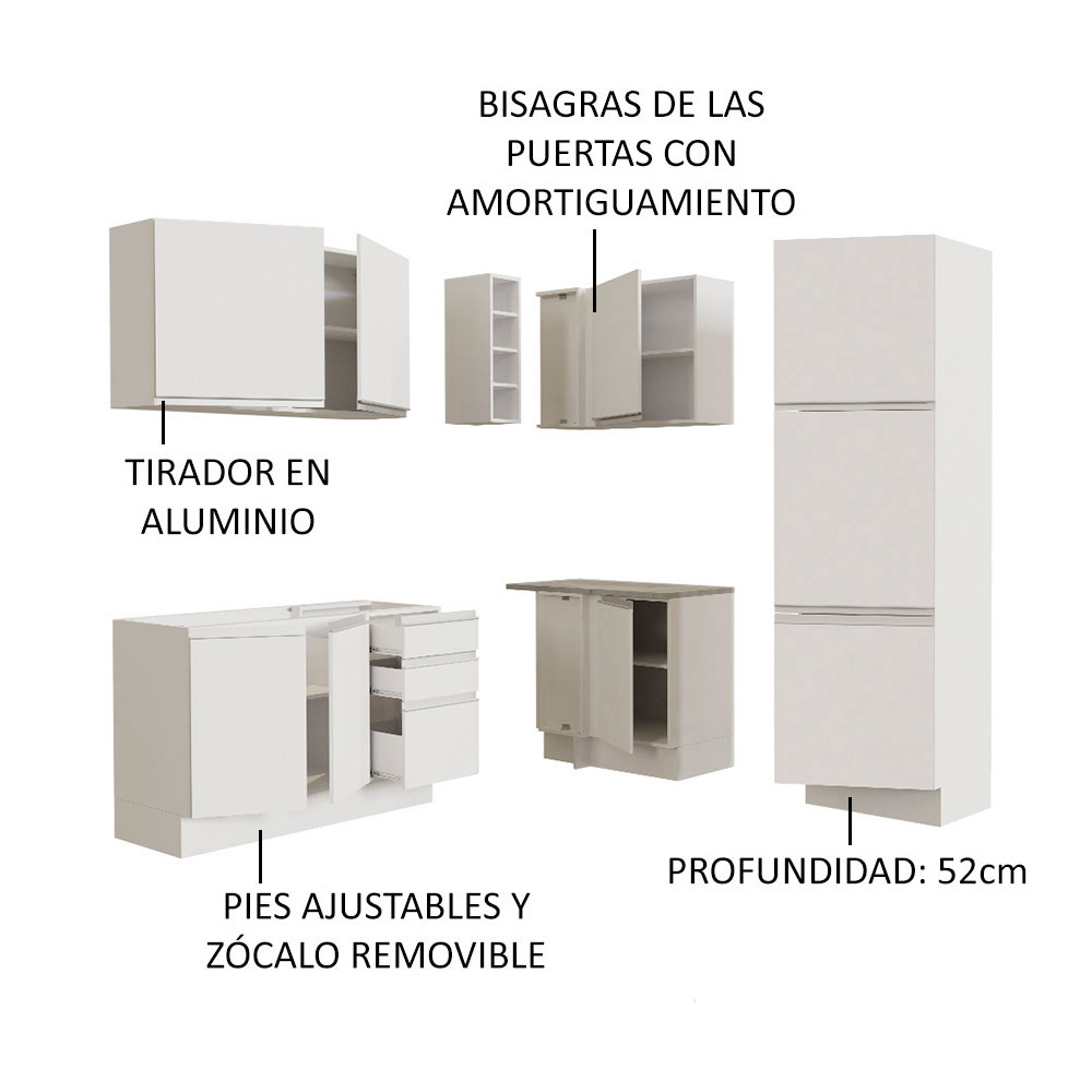Foto 5 pulgar | Armario Esquinero Madesa GCGL32900109 color Blanco 7 Piezas
