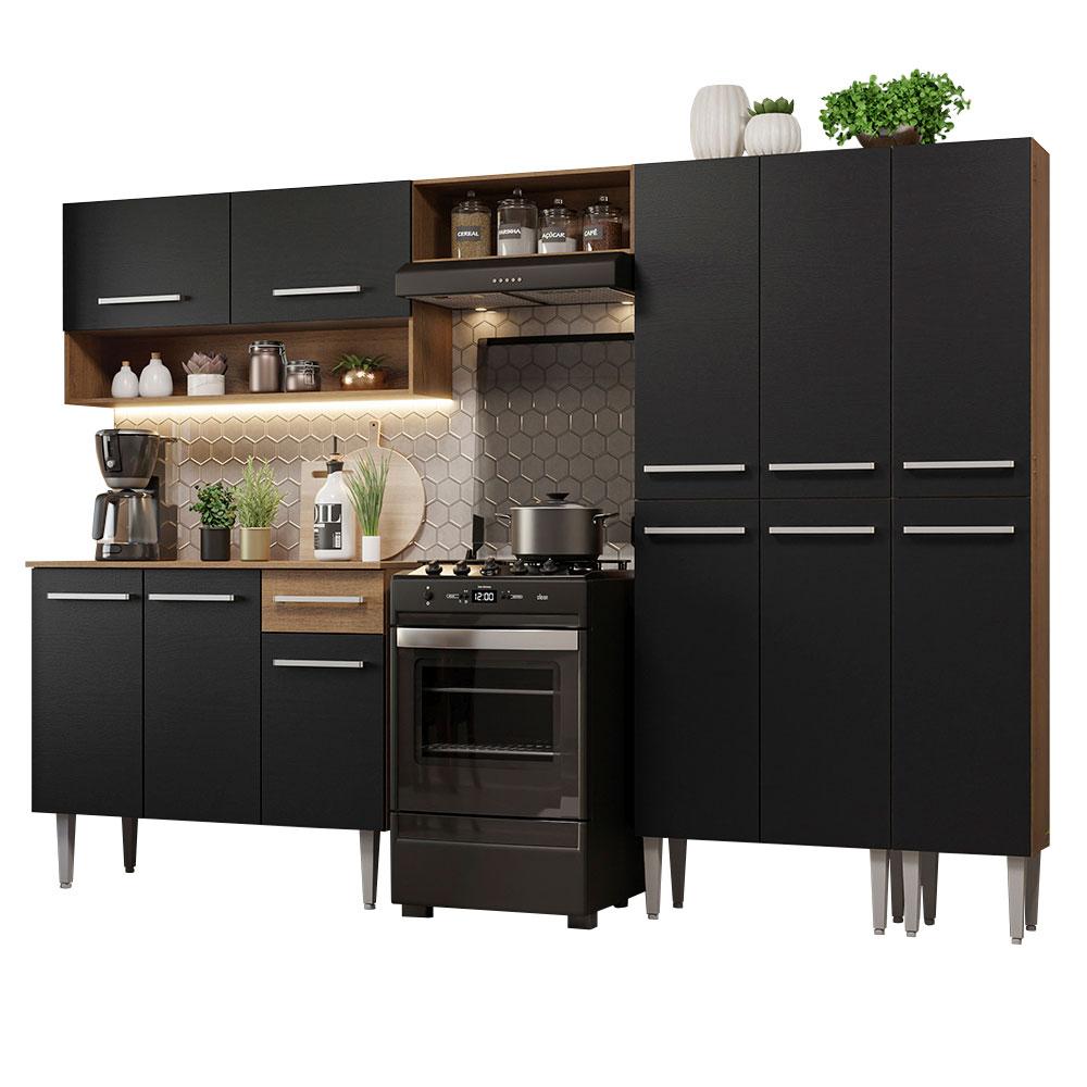 Cocina Integral Madesa Emilly  261 cm Negra