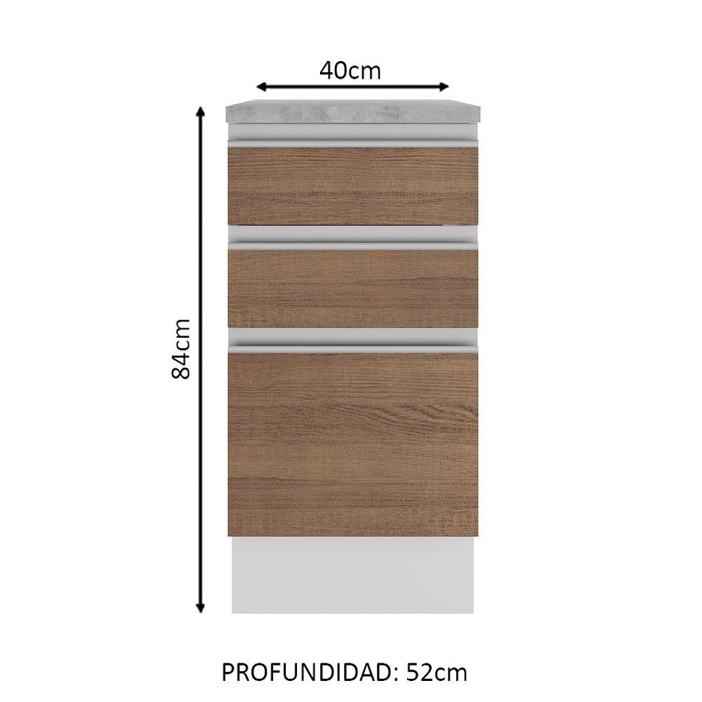 Foto 4 pulgar | Mostrador Madesa Glamy 40 cm 3 Cajones Blanco/Marrón