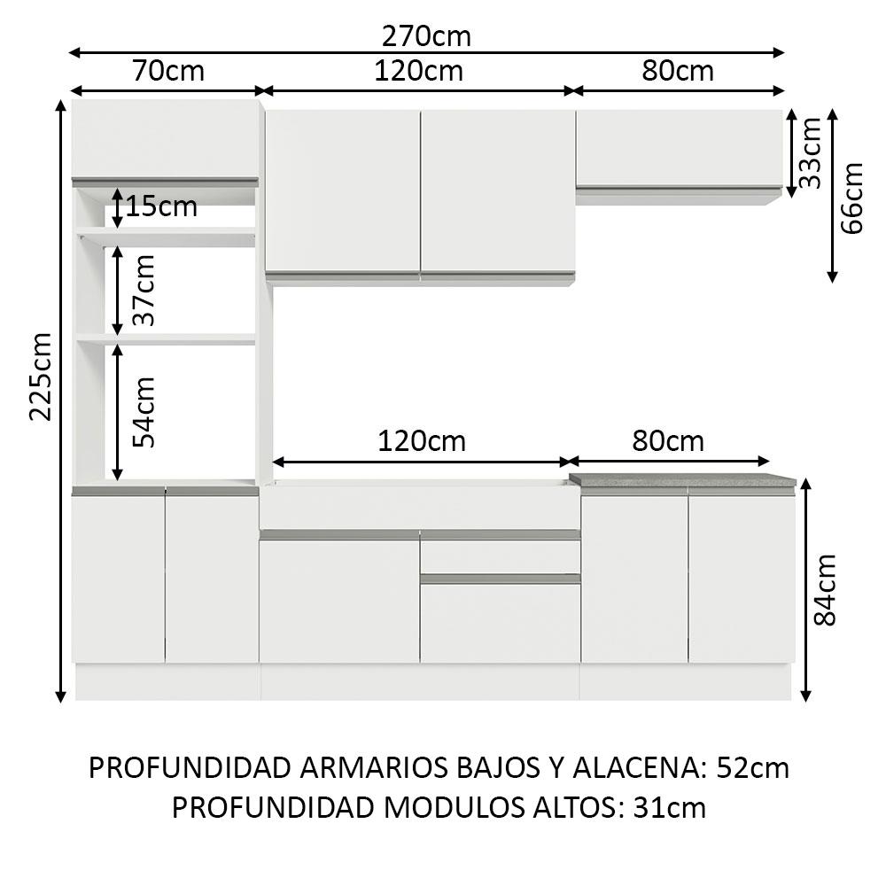 Foto 4 pulgar | Cocina Integral Completa Madesa Glamy Blanca