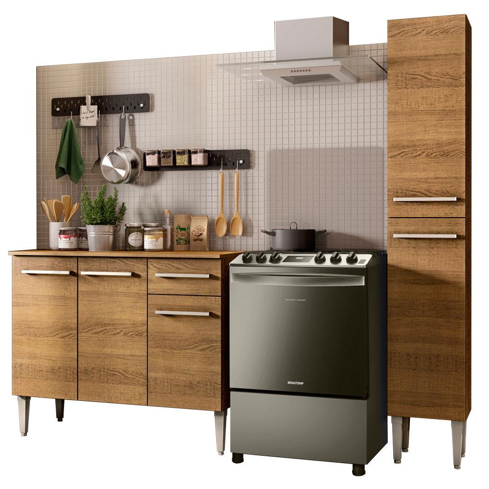 Cocina Integral Compacta 137 cm Emilly Silver Madesa 01 Marrón