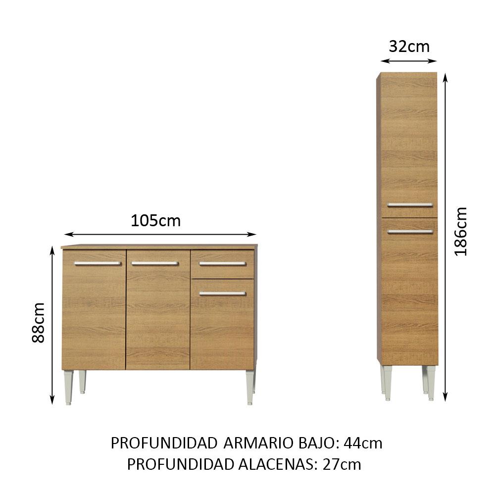 Foto 4 pulgar | Cocina Integral Compacta 137 cm Emilly Silver Madesa 01 Marrón