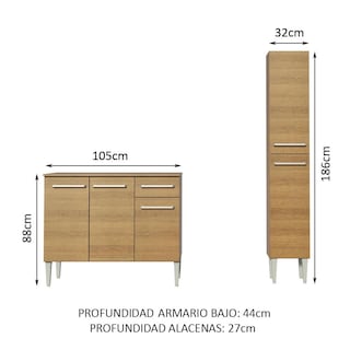 Foto 3 | Cocina Integral Compacta 137 cm Emilly Silver Madesa 01 Marrón