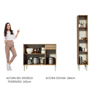 Foto 6 | Cocina Integral Compacta 137 cm Emilly Silver Madesa 01 Marrón