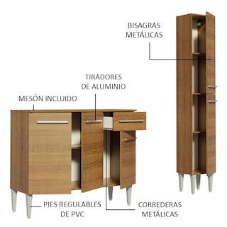 Foto 7 | Cocina Integral Compacta 137 cm Emilly Silver Madesa 01 Marrón